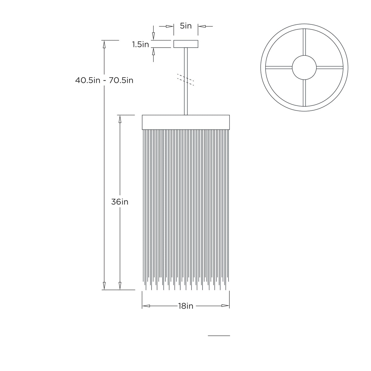 Fatima Large Pendant DPI18 technical dimension drawing