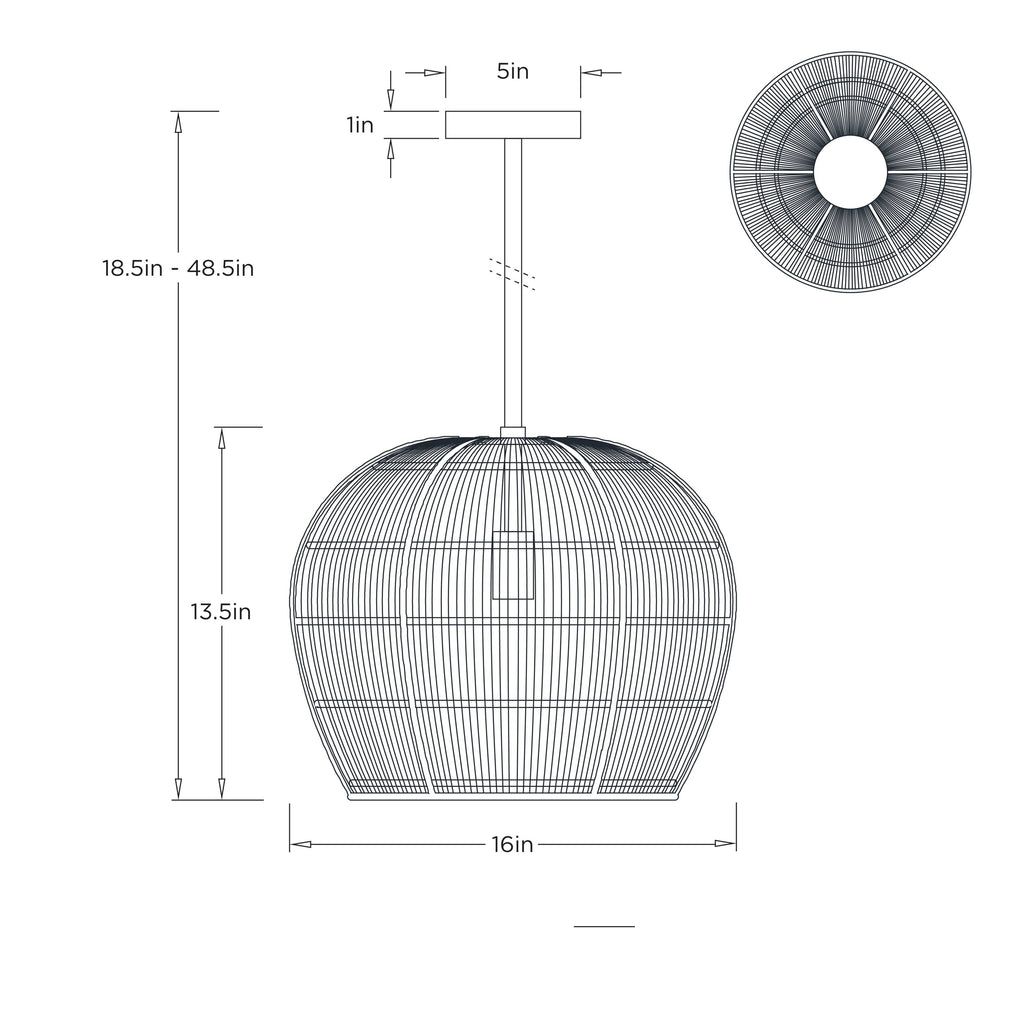 Swami Mini Pendant DPS09 technical dimension drawing