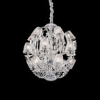 Luxury Globe-Shaped Crystal Chandelier with Fabric and Crystal Glass Shades, High-Quality Finish