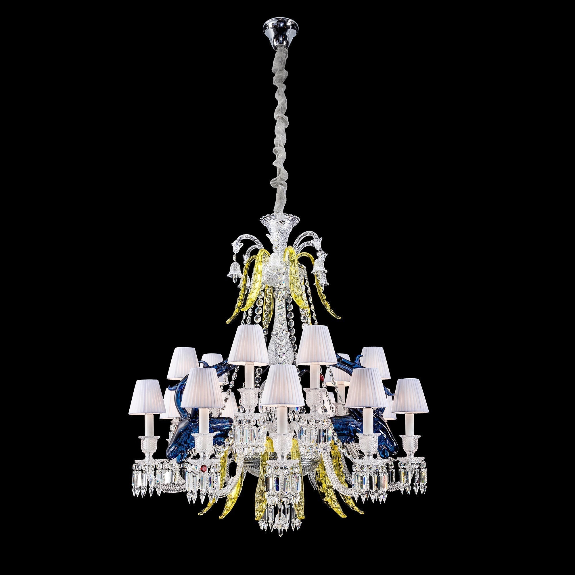 Maria Classic Colorful Candle Branch Blue Deer Crystal Chandelier for Living Room / dining Room
