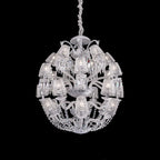 Luxury Globe-Shaped Crystal Chandelier with Fabric and Crystal Glass Shades, High-Quality Finish