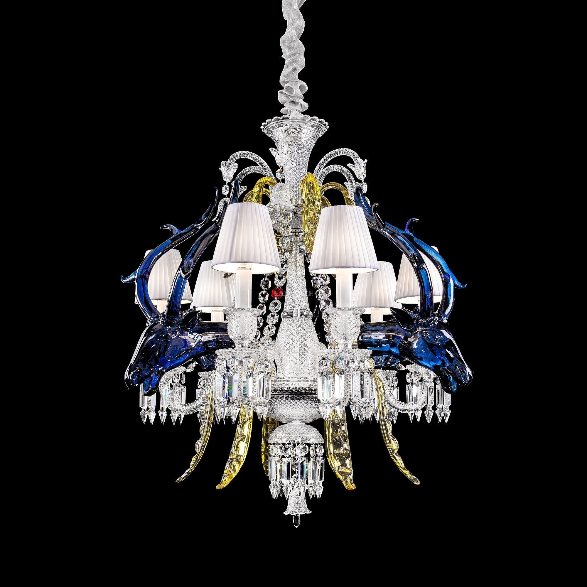 Maria Classic Colorful Candle Branch Blue Deer Crystal Chandelier for Living Room / dining Room