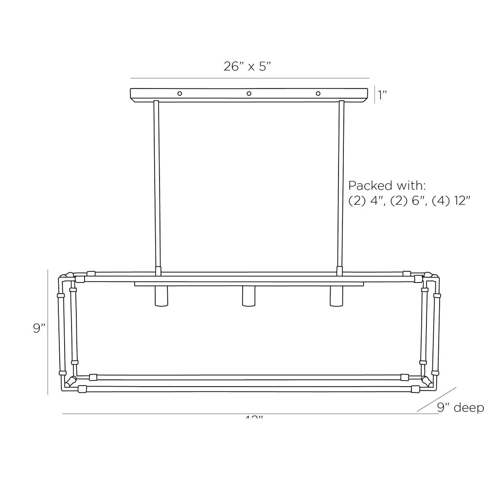 Trenton Linear Chandelier DRC01 technical dimension drawing