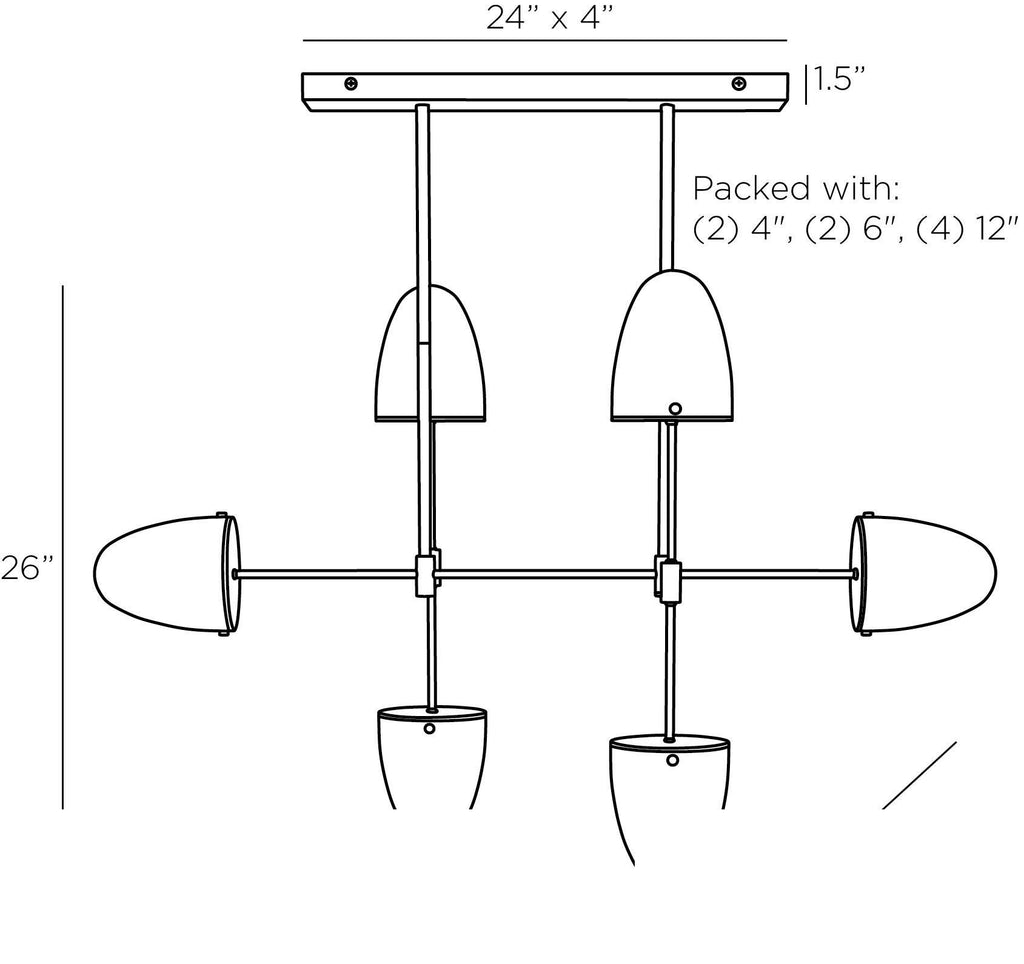 Alazani Linear Chandelier DRC06 technical dimension drawing
