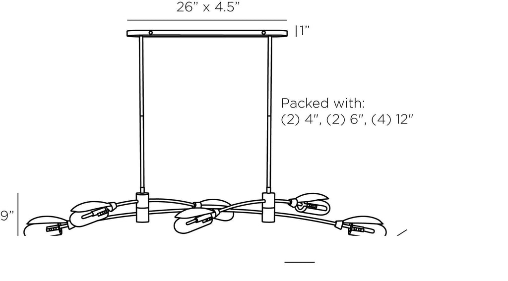 Ximena Linear Chandelier DRC07 technical dimension drawing