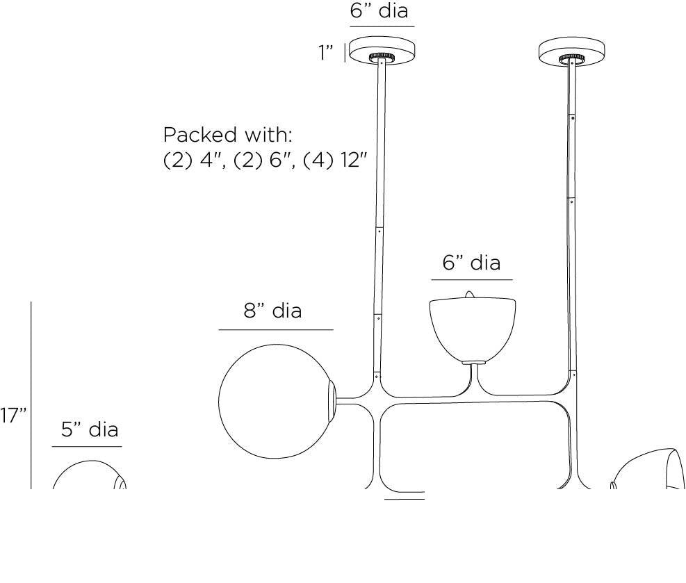 Dillon Linear Chandelier DRC08 technical dimension drawing