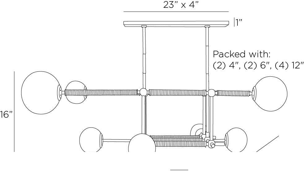 Erica Linear Chandelier DRC09 technical dimension drawing
