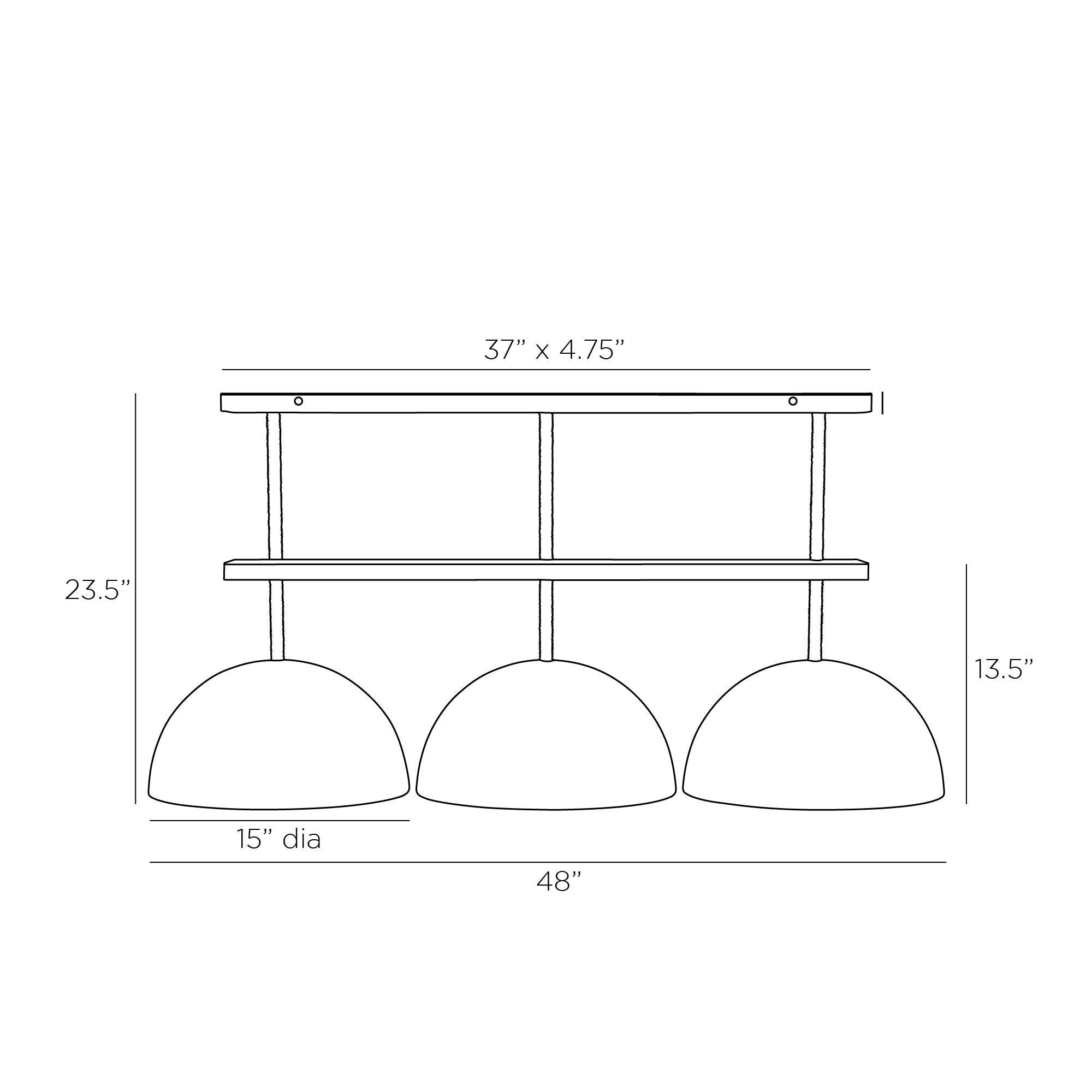 Vega Fixed Linear Chandelier DRS01 technical dimension drawing