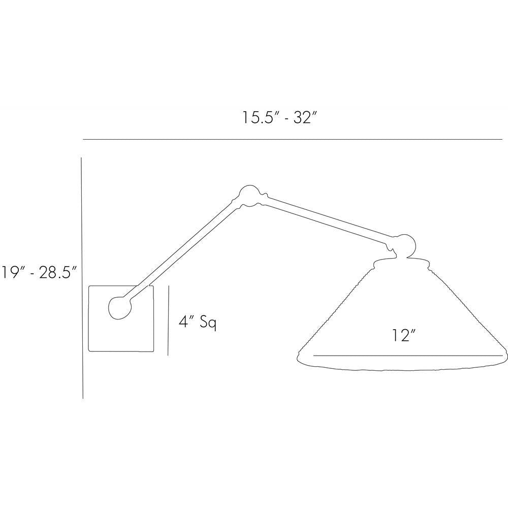 Padma Wall Sconce DS49016 technical dimension drawing
