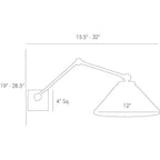 Padma Wall Sconce DS49016 technical dimension drawing