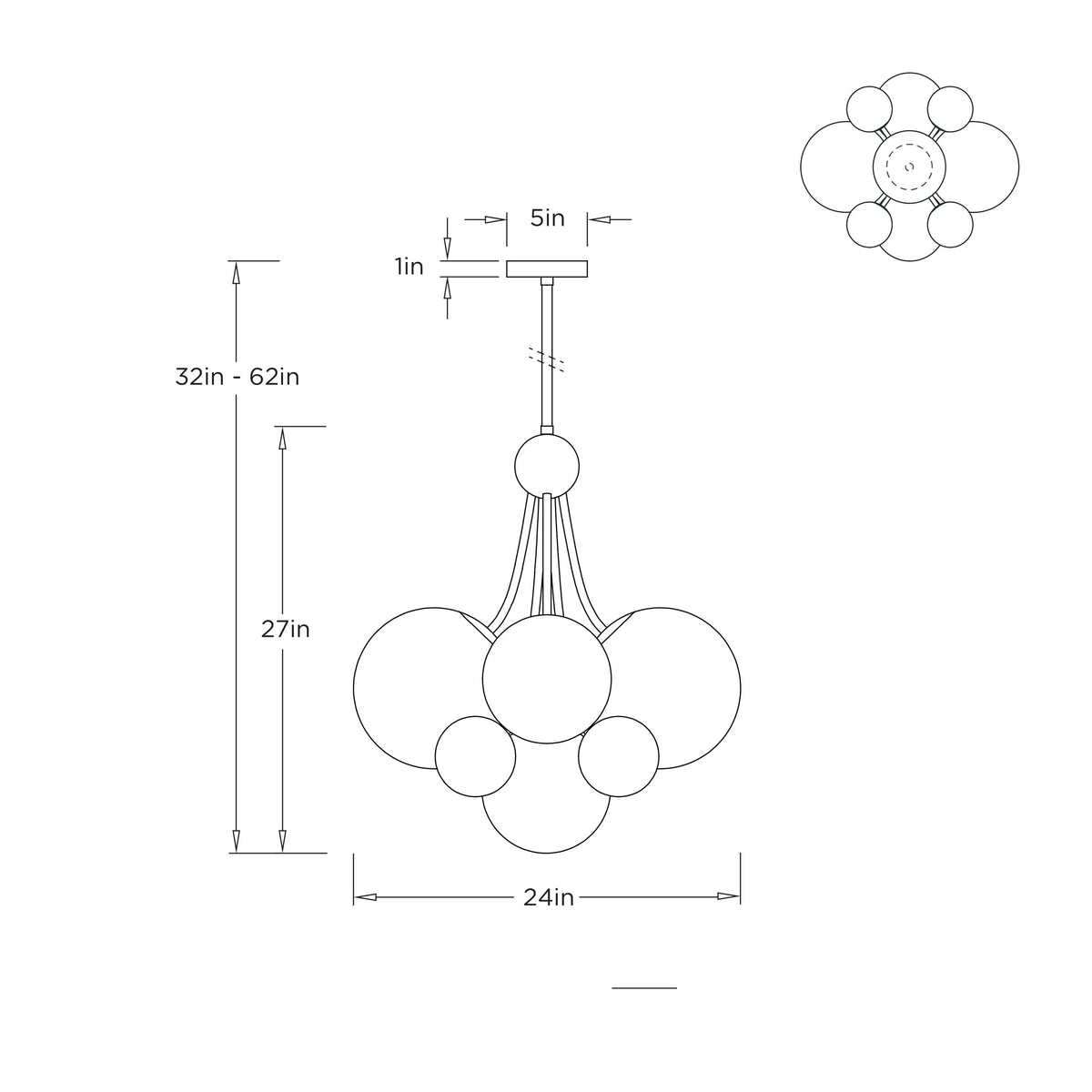 Montrose Chandelier DSC10 technical dimension drawing