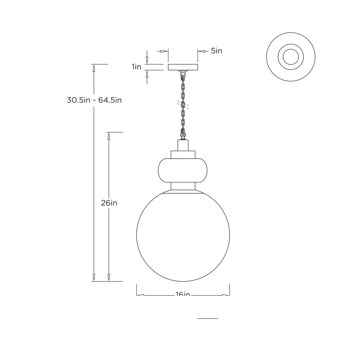 Rosemont Large Pendant DSC12 technical dimension drawing