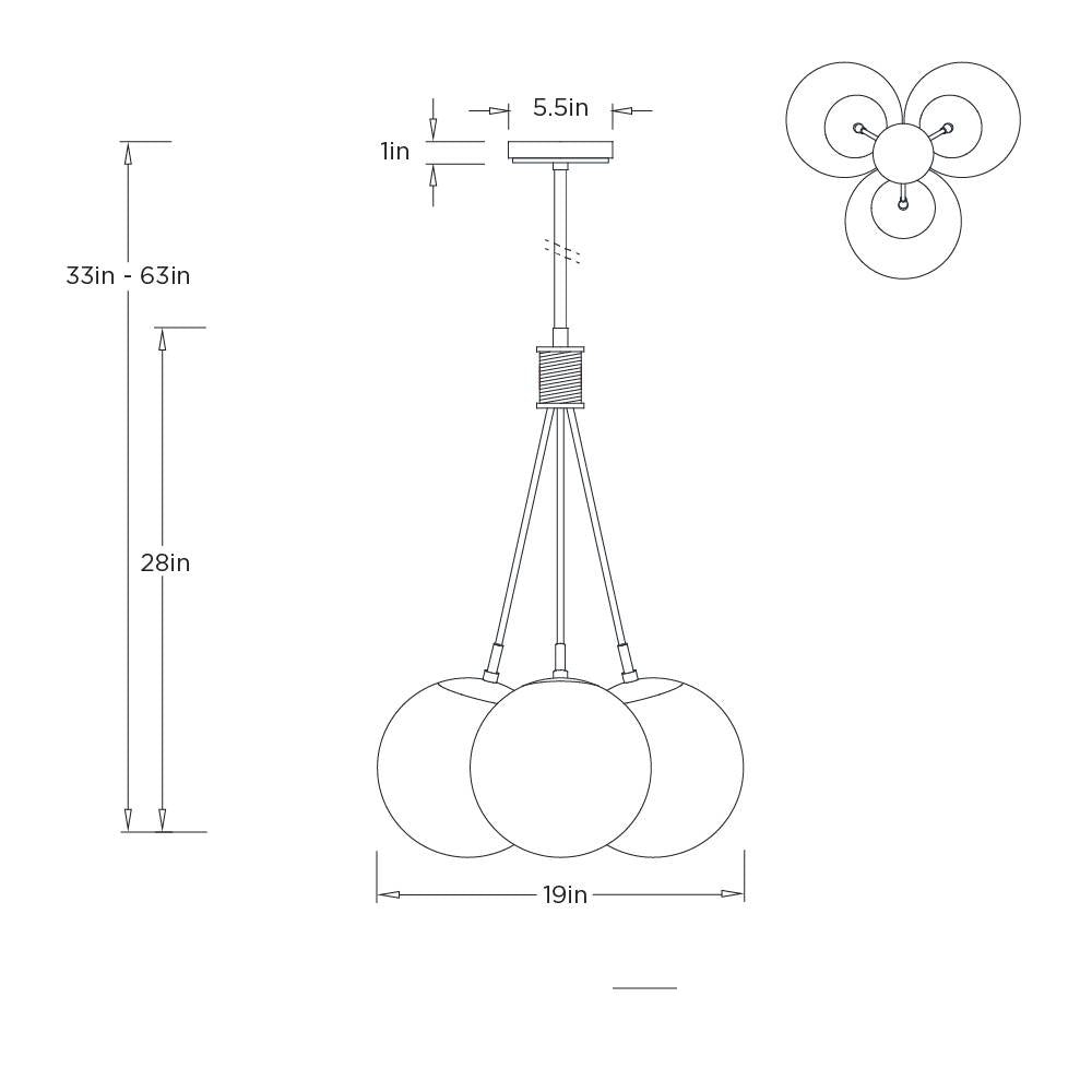 Trinity Chandelier DSC14 technical dimension drawing