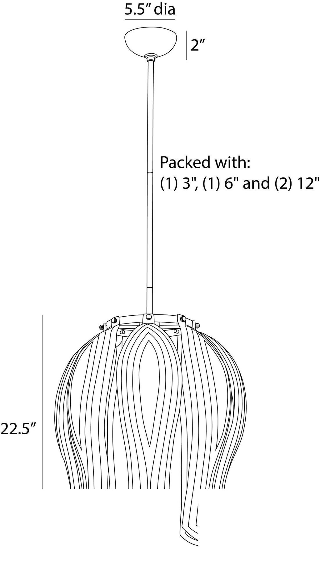 Judith Pendant DSI11 technical dimension drawing