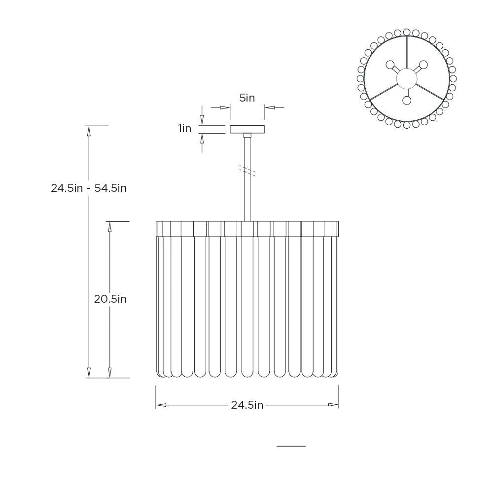 Maxton Chandelier DSI12 technical dimension drawing