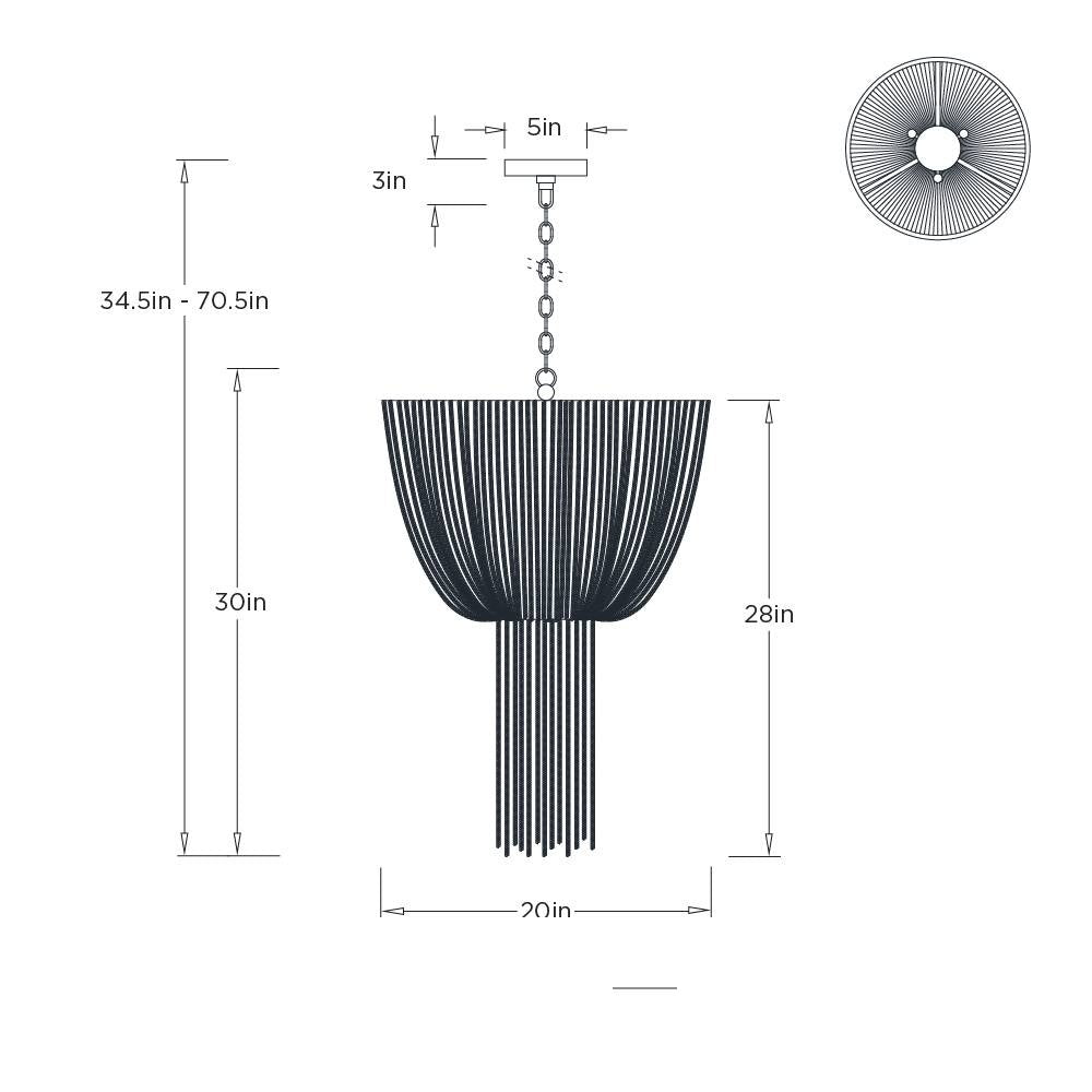 Yale Chandelier DSI14 technical dimension drawing