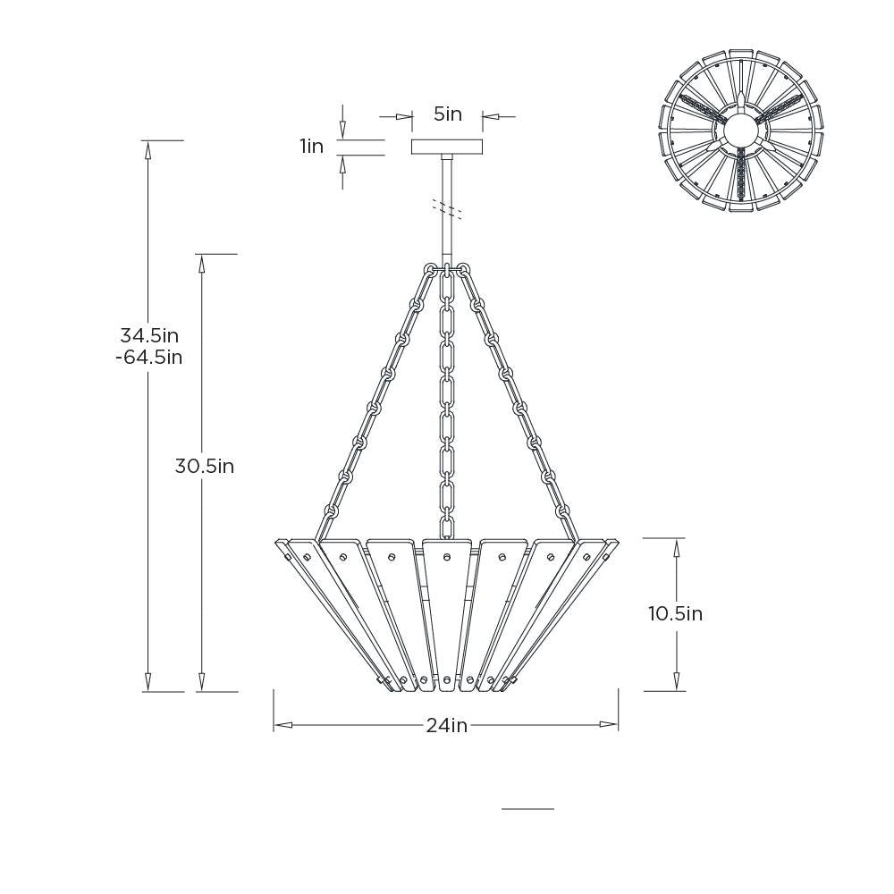 Decora Chandelier DSI16 technical dimension drawing
