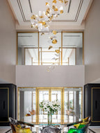 Modern Square Glass Spiral Long Pendant Chandelier
