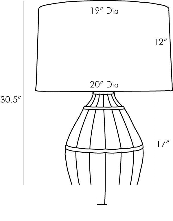 Tangier Table Lamp DW11004-578 technical dimension drawing