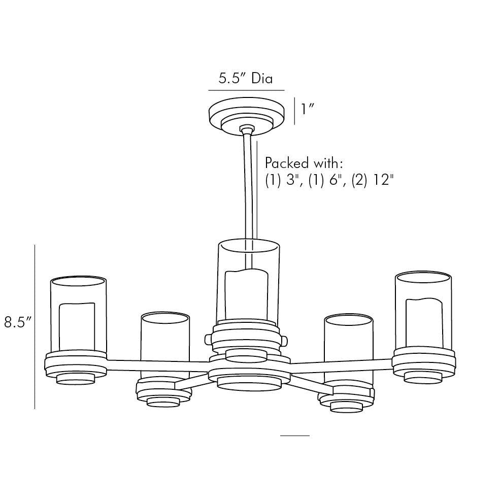 Sumter Candle Chandelier DW82003 technical dimension drawing