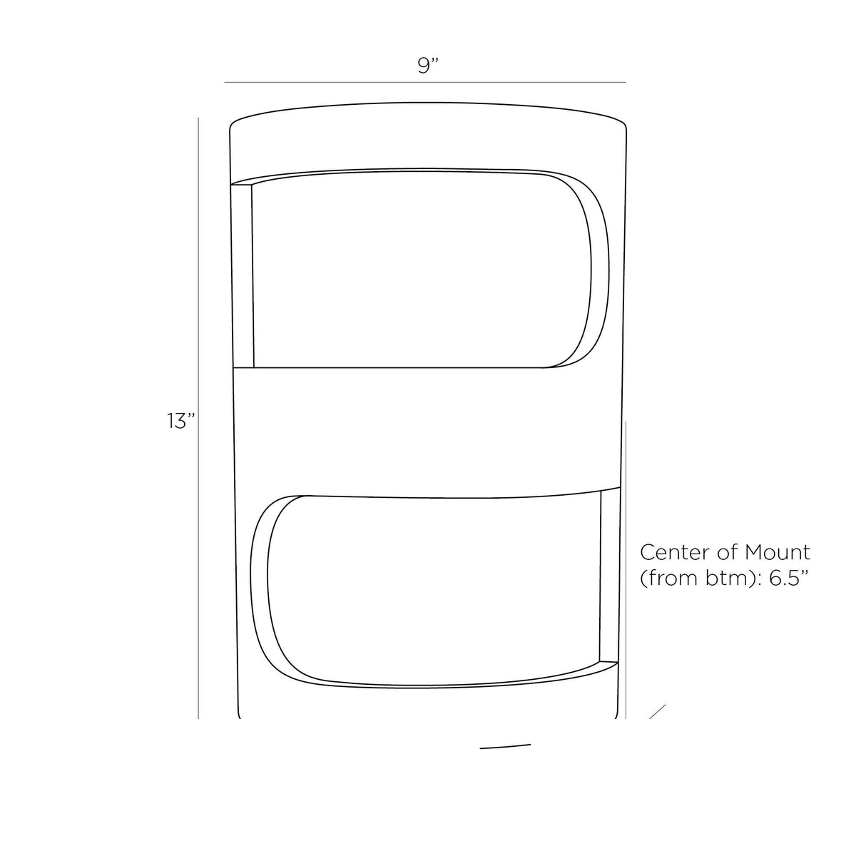 Temira Wall Sconce DWC02 technical dimension drawing
