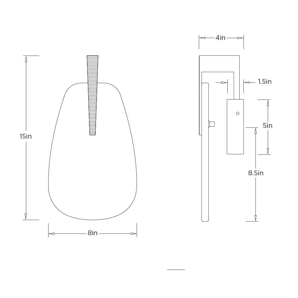 Zelda Wall Sconce DWC103 technical dimension drawing