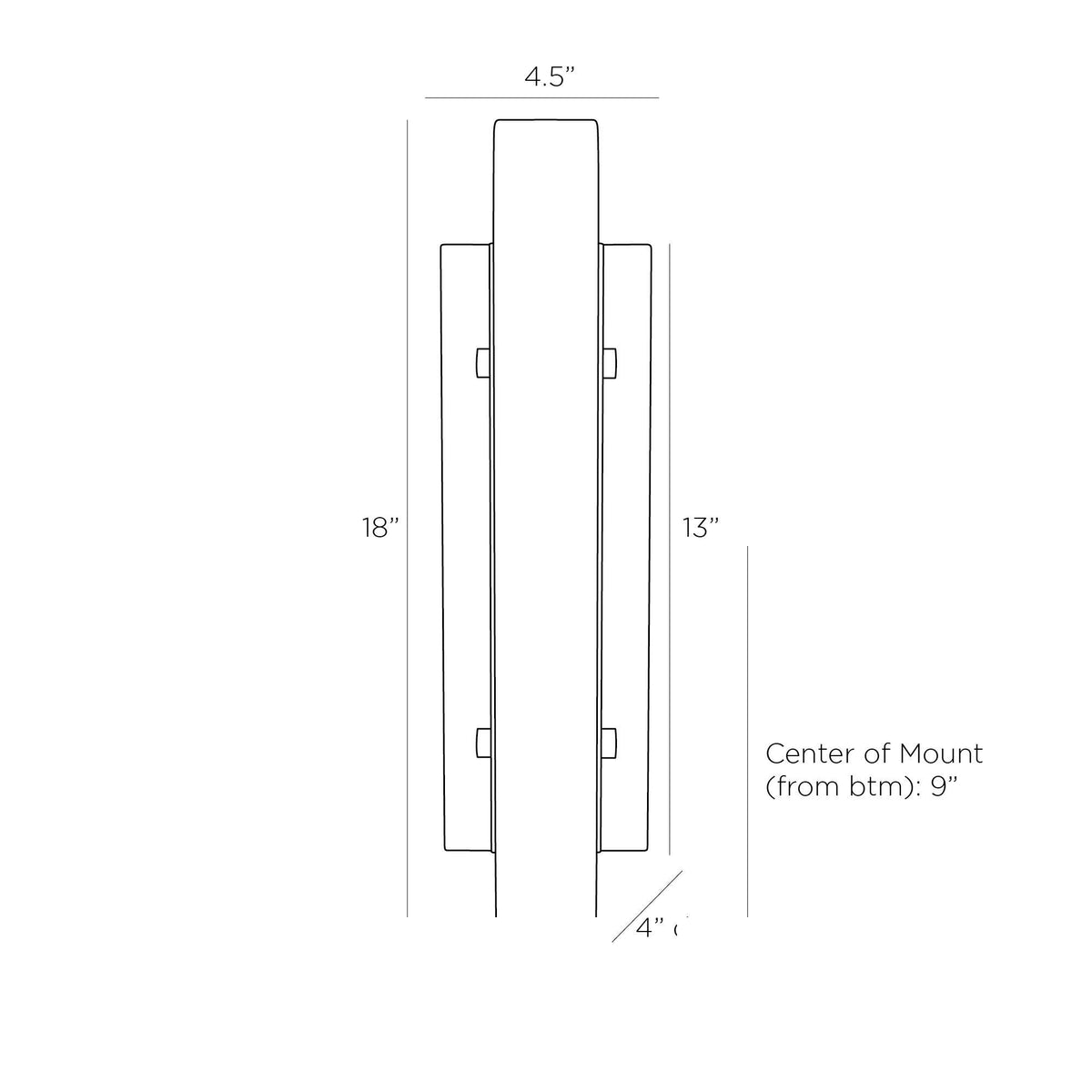 Velasco Wall Sconce DWC13 technical dimension drawing