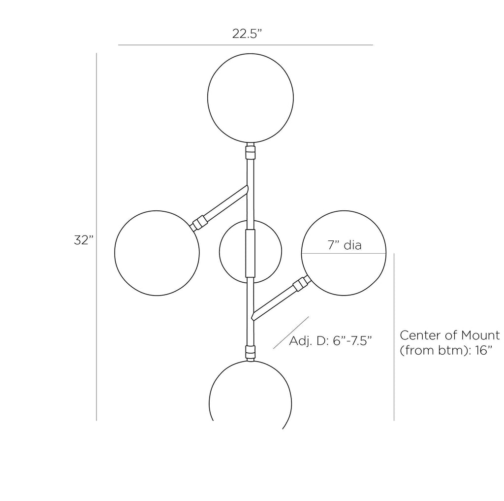 Meridian Wall Sconce DWC16 technical dimension drawing