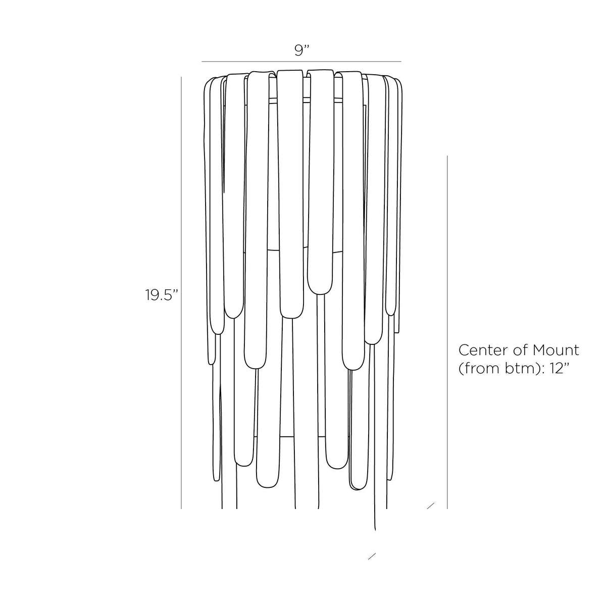 Raine Wall Sconce DWC17 technical dimension drawing