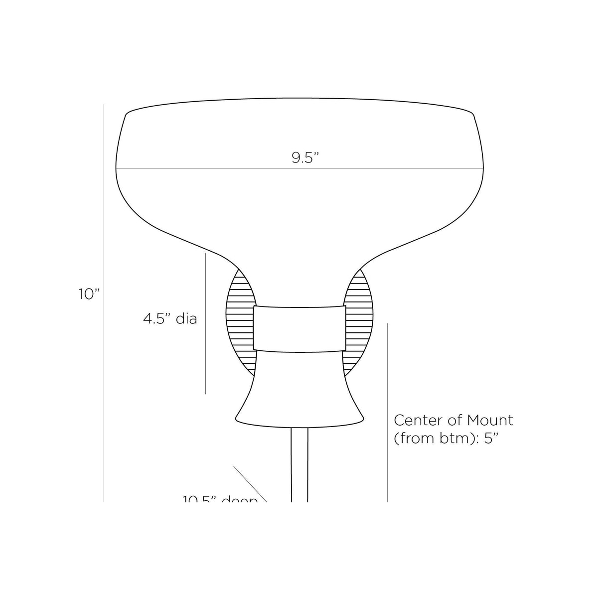 Westcliff Wall Sconce DWC18 technical dimension drawing