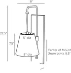 Benin Wall Sconce DWC20 technical dimension drawing
