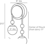 Beverly Wall Sconce, Right DWC23 technical dimension drawing