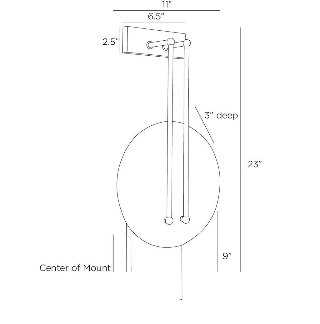 Clover Wall Sconce DWC30 technical dimension drawing