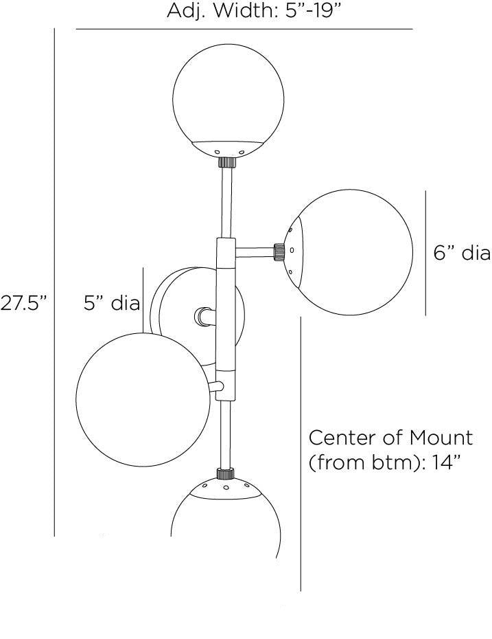 Christelle Wall Sconce DWC35 technical dimension drawing
