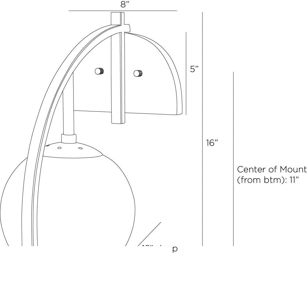 Dipper Wall Sconce DWC36 technical dimension drawing
