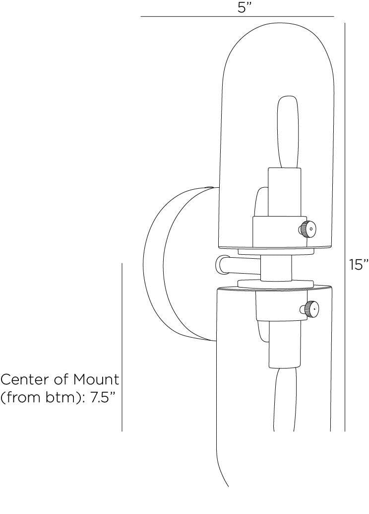 Javier Wall Sconce DWC51 technical dimension drawing