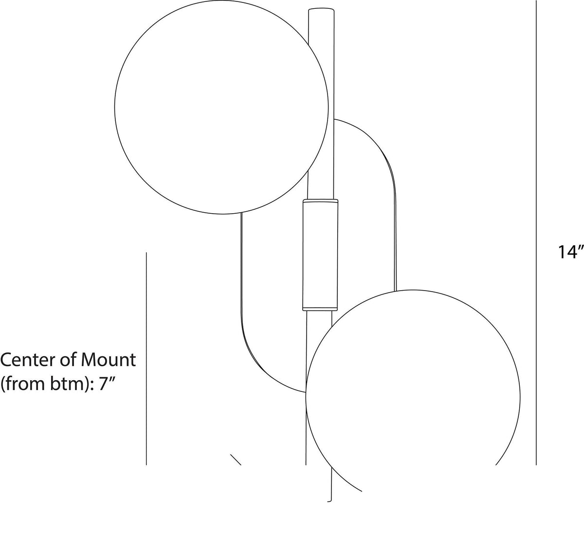 Julie Wall Sconce DWC61 technical dimension drawing
