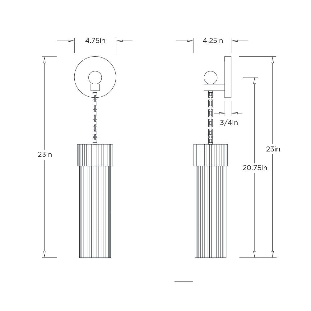Jayce Wall Sconce DWC65 technical dimension drawing