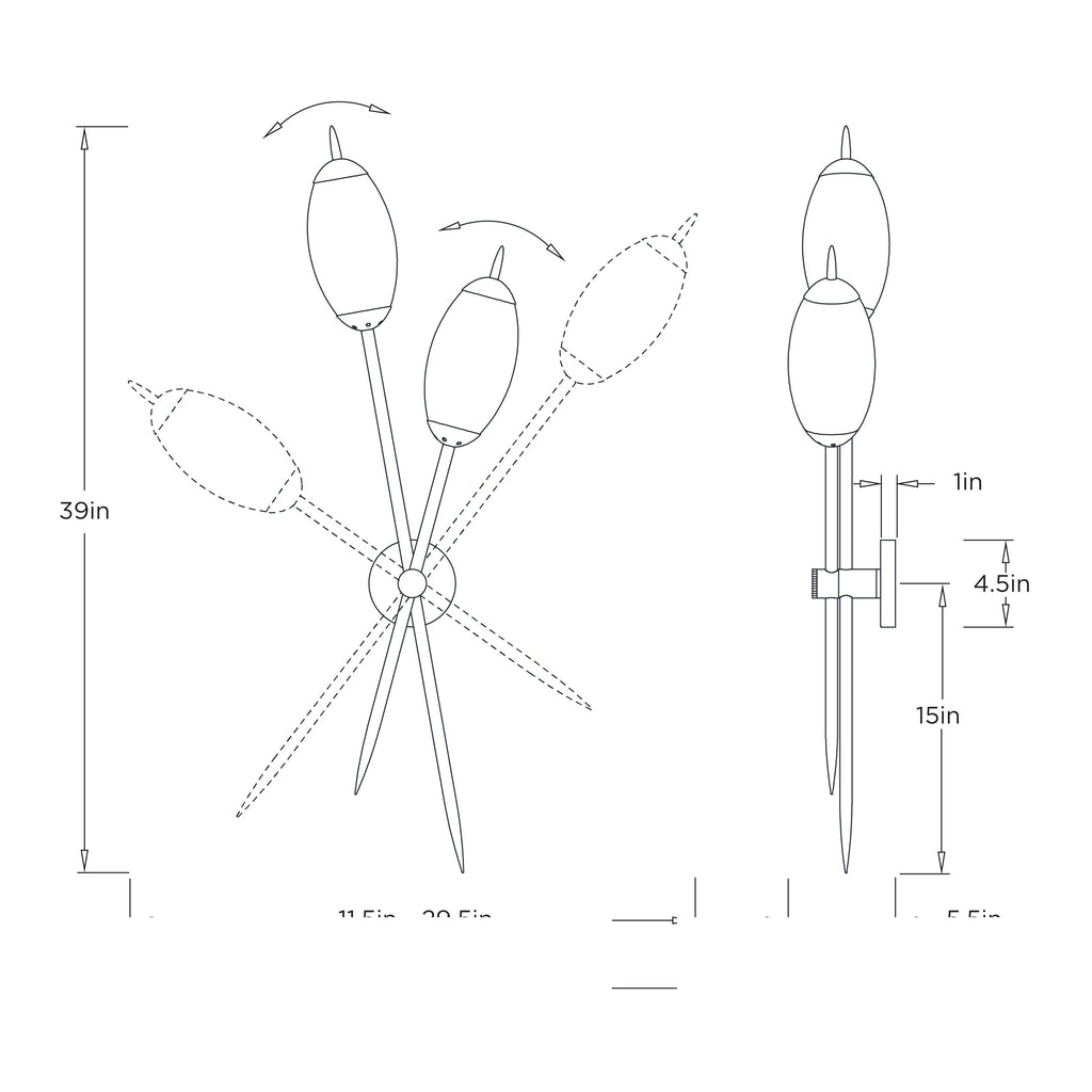 Natalia Wall Sconce DWC95 technical dimension drawing