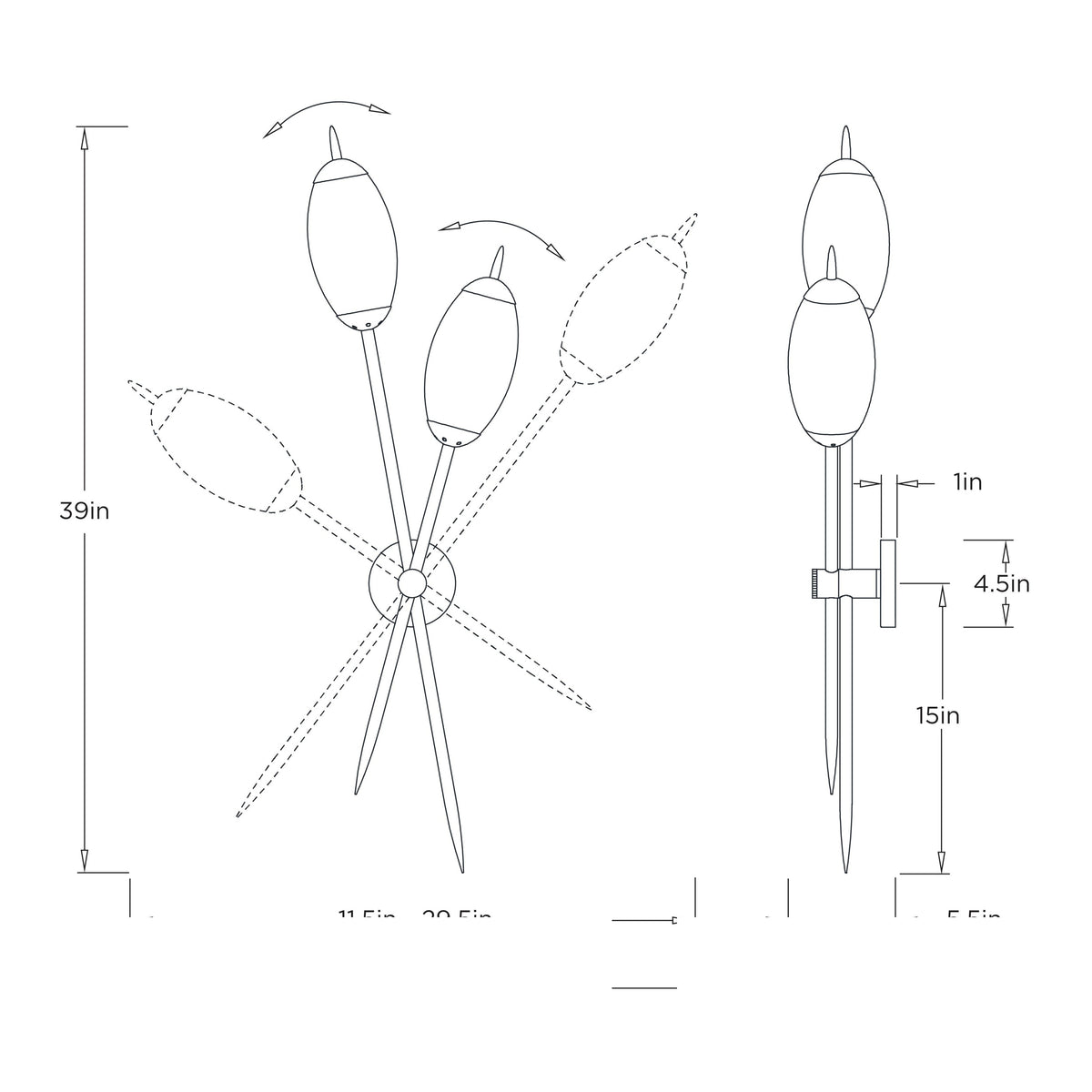 Natalia Wall Sconce DWC95 technical dimension drawing