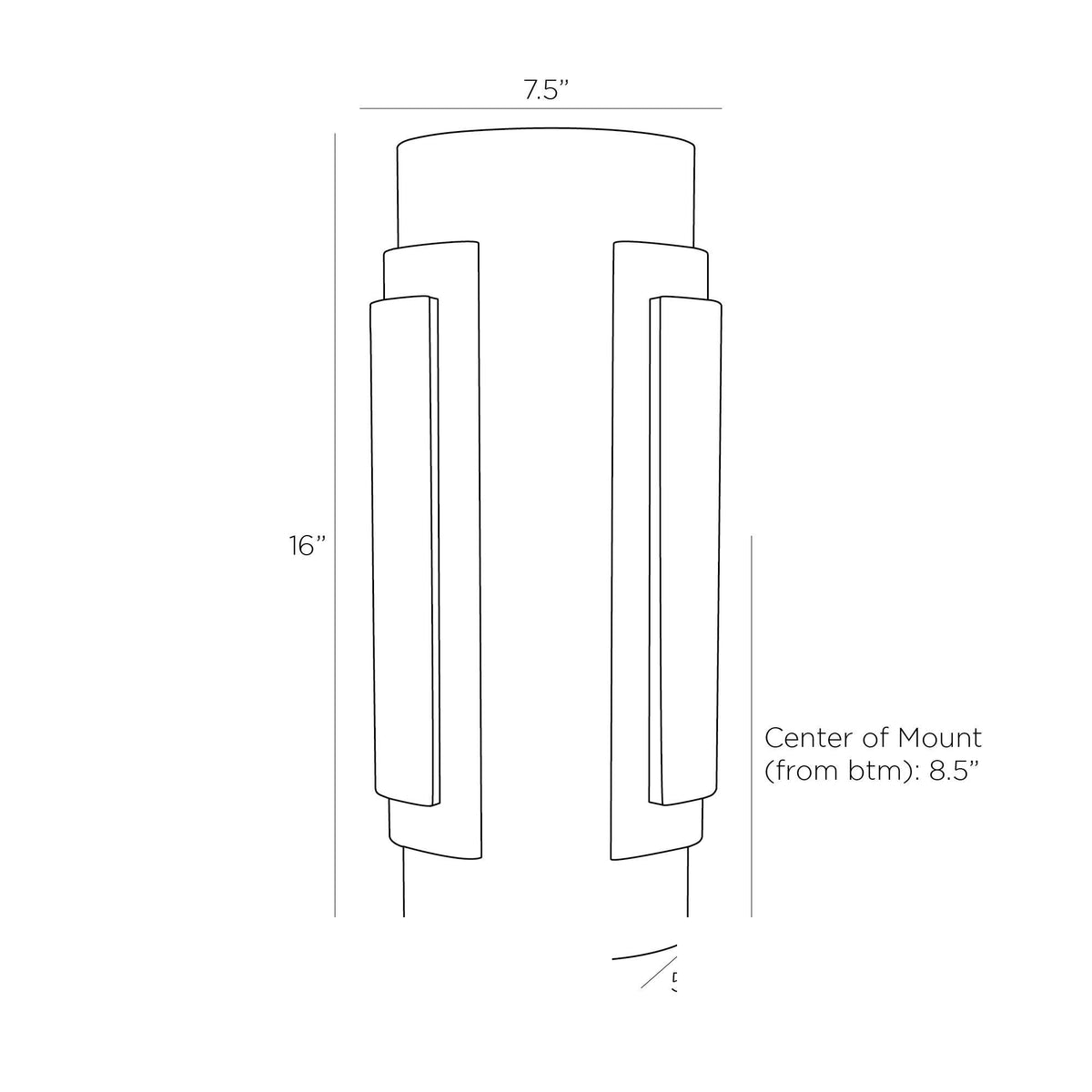 Vivian Wall Sconce DWI03 technical dimension drawing