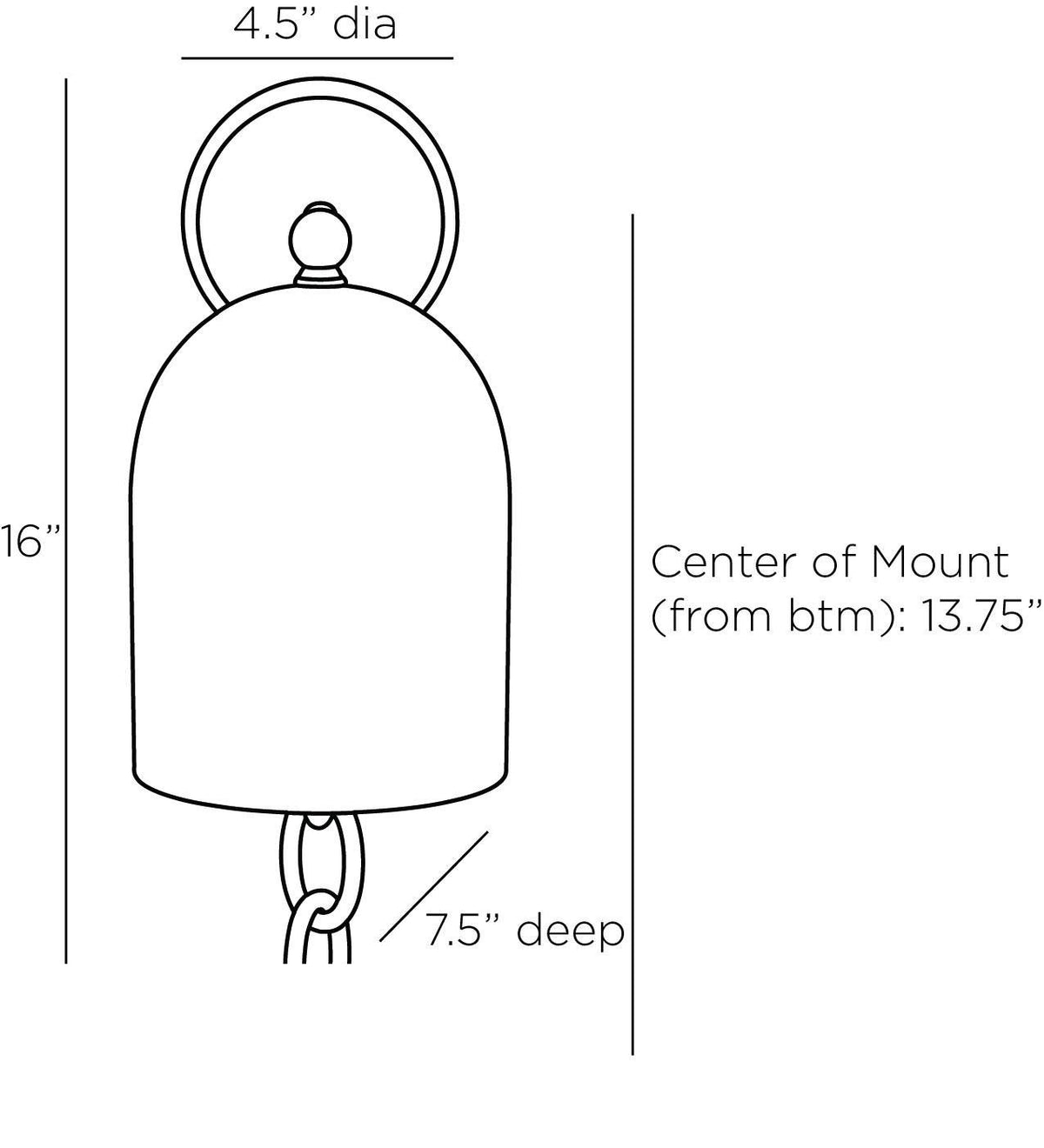 Antoni Wall Sconce DWI08 technical dimension drawing