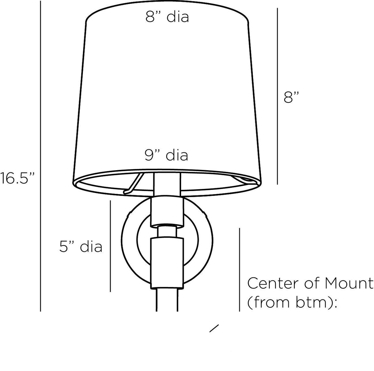 Allman Wall Sconce DWI09-107 technical dimension drawing