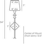 Anton Wall Sconce DWI12 technical dimension drawing