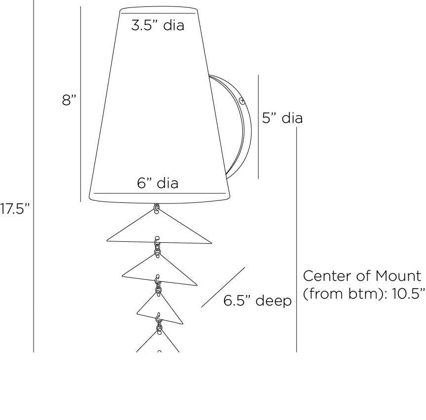 Ellie Wall Sconce DWI15 technical dimension drawing
