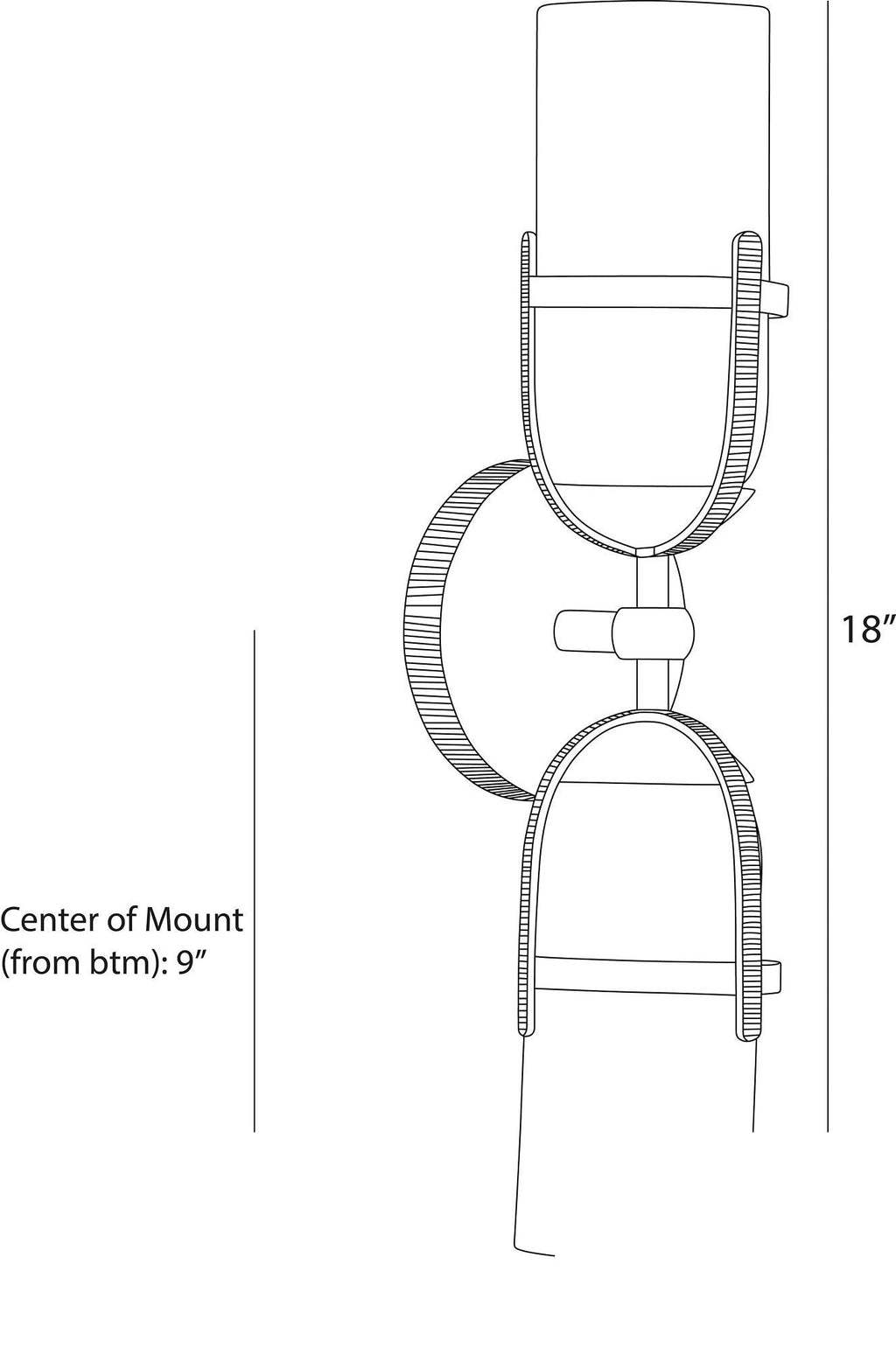 Jacobson Wall Sconce DWI26 technical dimension drawing