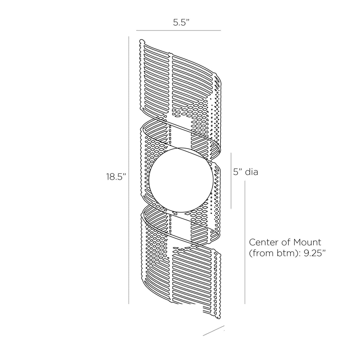 Tamara Wall Sconce DWS02 technical dimension drawing