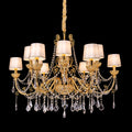 12 Lights Brass Chandelier with Shades
