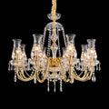8 Lights Brass Glass Chandelier