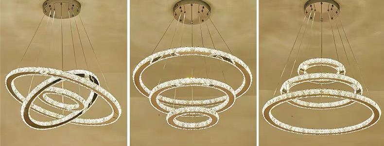 Light Luxury 5 / 6 / 7 Rings Crystal Chandelier for Staircase / foyer / villa